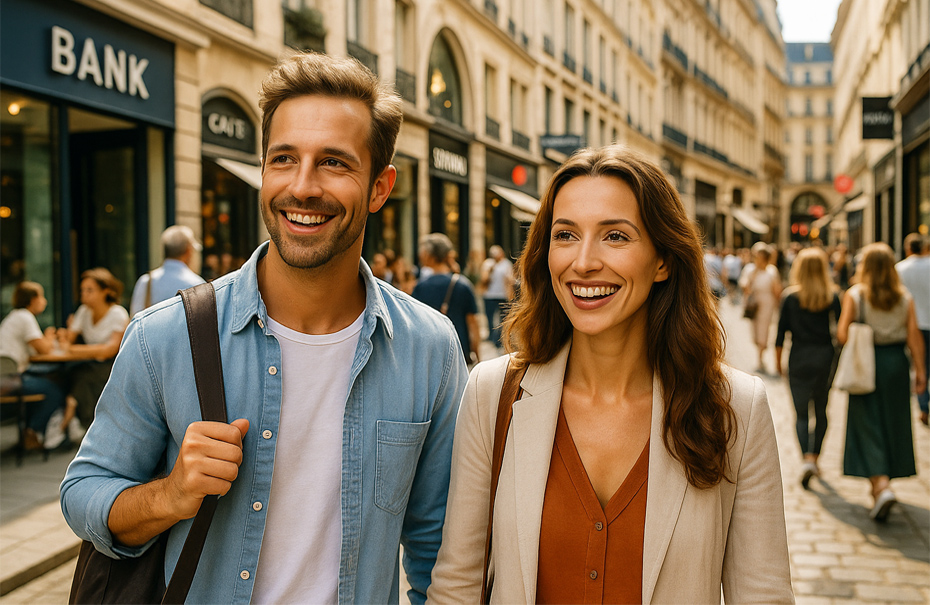 Expat couple shopping